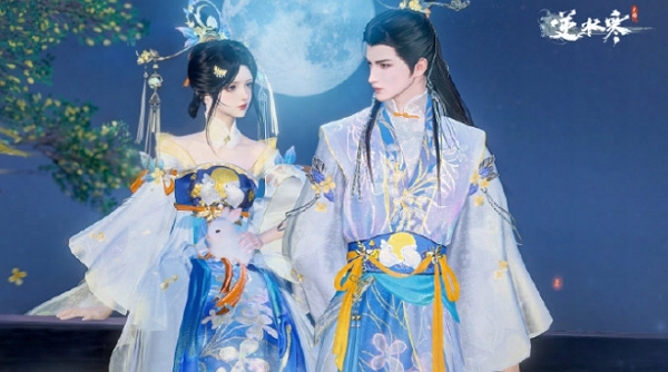 《逆水寒手游》中秋主题时装琅霄吟月什么样1
