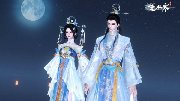 《逆水寒手游》中秋主题时装琅霄吟月什么样2