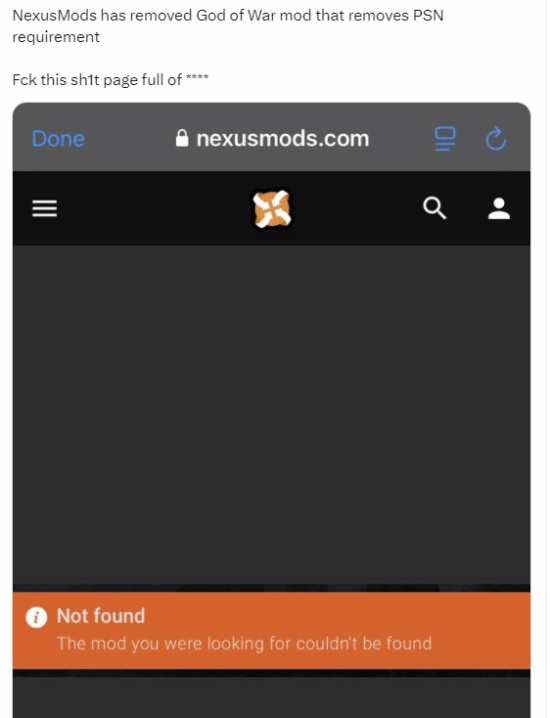 《战神5》Mod解绑功能下架网友们很失望1