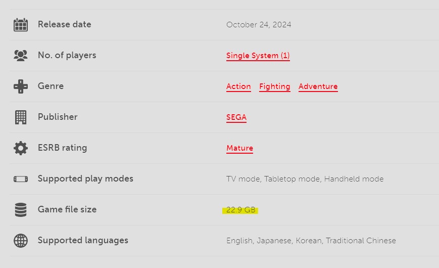 Switch《如龙：极》游戏容量超Xbox版达22.9GB1