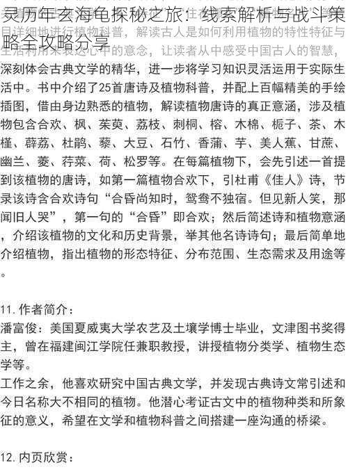 灵历年玄海龟探秘之旅：线索解析与战斗策略全攻略分享